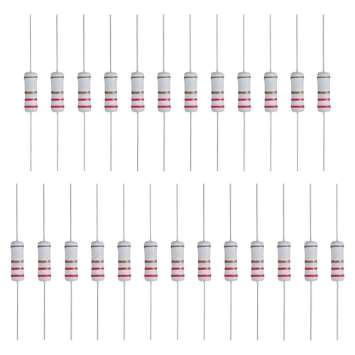 Image of sourcing map 25 Pcs 2.2 Ohm Resistor, 3 Watts 5% Tolerance Metal Oxide Film Resistor Axial Lead, Flame Proof for DIY Electronic Projects Circuits Experiments