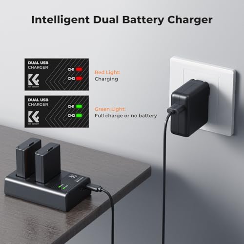 K&F CONCEPT LP-E10 Batería Cargador Dual USB Compatible con Canon cámaras, Incluye 2 1200mAh Baterías, Compatible con Canon EOS Rebel T3 T5 T6 T7, Kiss X50 X70, EOS 1100D 1200D 1300D 2000D 4000D - imagen 3