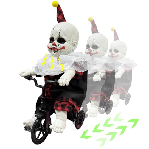 [Moving Back and Forth] Halloween Animatronic 15.5” Clown Ride on
