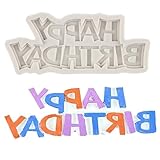 MINFEIDMS Moldes de silicona con texto en inglés 'Happy Birthday' para fondant, letras de chocolate, para decoración de pasteles, cupcakes, pasta de goma, azúcar, manualidades, caramelos, arcilla