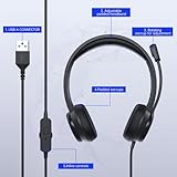 syndesmos Headsets with Microphone for PC, USB Headsets with Noise Cancelling Mic, Wired Office Computer Headsets for Skype, Call Center, Zoom, Teams, Games, Teaching - Image 2