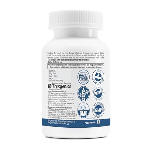 Image of Trexgenics BETAINE - TMG (Trimethyglycine) 500 MG Homocysteine Balance, Liver Care, Athletic Performance Support (60 Veg Capsules) (Pack of 1)