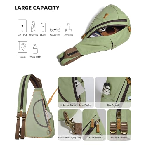 Image of KL928 Canvas Sling Bag - Small Crossbody Backpack Shoulder Casual Daypack Rucksack for Men Women