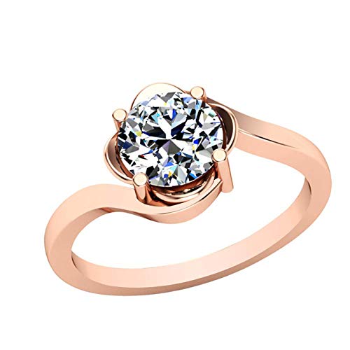 Dishis Designer Jewellery - Anillo de diamantes de imitación de oro rosa y blanco de 14 quilates Cover