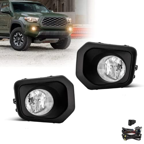 SPIEGEER Fog Lights Assembly For 2016 2017 2018 2019 2020 2021 2022 Toyota Tacoma Replacement Fog Lamps with Wiring & Switch H16 12V 19W Halogen Bulb Clear Lens by SPIEGEER - Used condition - US$43.69