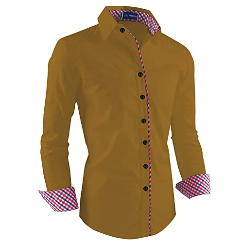 Image of Zombom Combo of Men's Solid Regular Fit Cotton Blend Full Sleeve Casual Shirts (Pack of 2)