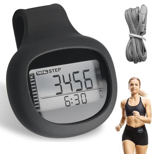 GOMETY Contapassi 3D con Clip, Contapassi Digitale Portatile, Contapassi Preciso, Senza App e Cellulare, Ideale per Camminare (Regolabile)