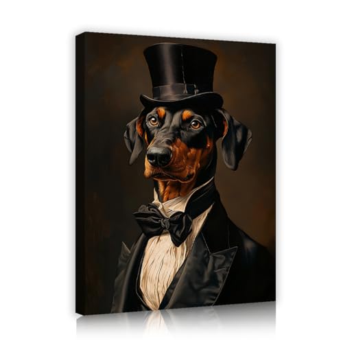 Art mural de chien gentleman CHERHERART tableau sur toile de qualité supérieure 45x60cm