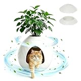 WTFGO Egg-Shaped Hidden Plant Litter Box, Cat Litter Box Enclosure with Replaceable Plant Tray Top, Waterproof Cat Litter Cabinet Furniture, Odor Concealed Cat Box for Living Room Bedroom Corner