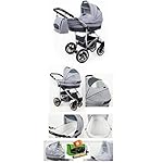 Kinderwagen Largo,3 in 1 -Set Wanne Buggy Babyschale Autositz mit Zubehör Mint