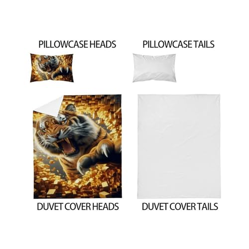 Housse de couette tigre 135x200 microfibr