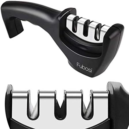 Fubosi Knife Sharpener - Professional Kitchen Knife Sharpener 3 Stage Diamond Knife Sharpening Tool for Ceramic, Straight, Fruit, Pocket, Boning, Folding and Chef Knives (Safe and Portable)