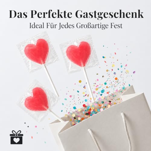 MIJOMA Herzlutscher Lollies einzeln verpackt- Kirschgeschmack - 100 Stück