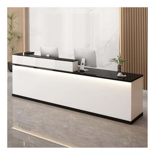 QWEASDF Mostradors de recepción Tiendas，Mostrador de recepción Moderno Simple ，Mesas de recepción de Oficina，MOSTRADOR de Recepción y Oficina. con luz LED，Superficie de mármol(B6,L47.2in)