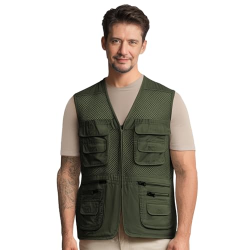 Image of AOTORR Men's Utility Fishing Vest Lightweight Outdoor Work Safari Travel Multi Pockets Waistcoat Jacket