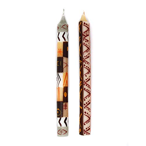 Global Crafts Pair Of Hand-Painted Candles In African Designs thumb #3