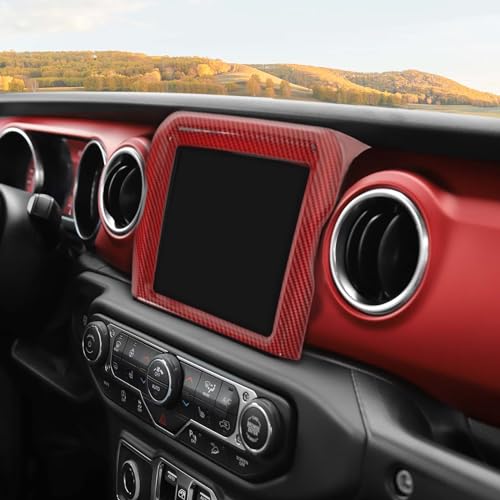 RT-TCZ for Jeep JL Center Console Radio Display Panel Trim Cover for Jeep Wrangler JL JLU Gladiator JT 2018-2023 Red Carbon Fiber Interior Accessories 8.4 inch by RT-TCZ - Used condition - Image 8
