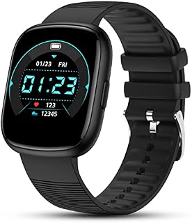 TEFLOTY Smart Watch for Women Men - Fitness Tracker with Heart Rate Monitor, Activity Tracker, Sleep Monitor, Calorie Counter, 1.4" Touch Screen, IP68 Waterproof Smartwatch for Andriod IOS, Black