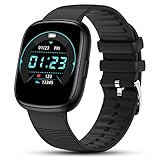 TEFLOTY Smartwatch für Damen Herren - 1,4'' Touchscreen FitnessUhr, IP68 wasserdicht, mit Herzfrequenzmessung, Schrittzähler, Schlafmonitor, 8 Trainingsmodi Sportuhr für IOS Android, Schwarz