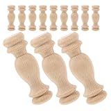 FUTUREORYY 12 Stück Teiliges Holz Decor finials Unlackierte Romanische Säulen endstücke für Bettpfosten Gardinenstangen Geländerreparatur DIY Heimdekoration Beige