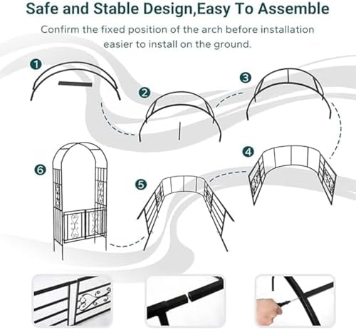 3.7ft Wide X 6.9ft High Garden Arch Arbor with Gate, Sturdy Garden Arbor Trellis, Iron Pergola Arbour for Garden Entrance, Weather Resistant Easy-to-Assemble(White)