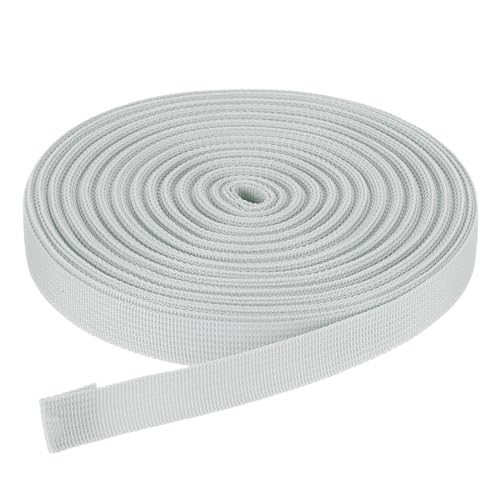 DMiotech 25 Yard x 3/4 inch Width Nylon Webbing Strap Poly Flat Webbing Strapping for DIY Craft Backpack Strapping, Sewing, Outdoor Gear Repair, Silver Tone