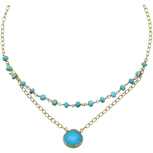 Turquoise Layering Necklace for Women, Premium Layered Gold Necklaces -
