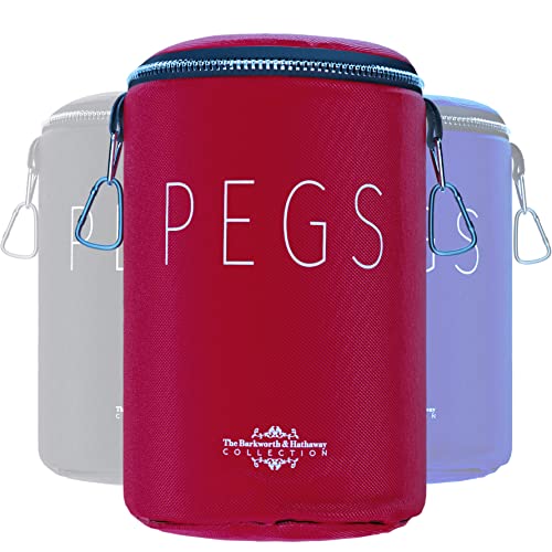 The Barkworth & Hathaway Peg Bag – Waterproof & Zip-Top Clothes Peg Holder with Shoulder Strap & Hook | Durable 1680D Nylon | Weather-Resistant Storage for Washing Line Pegs – Grey, Blue, Pink