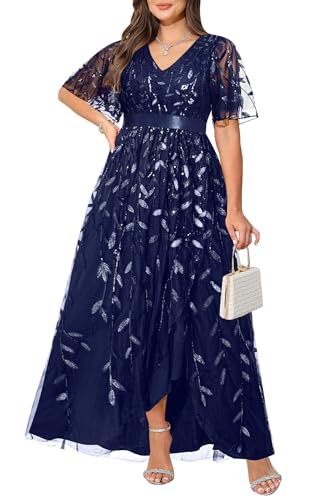 Pinup Fashion Plus Size Formal Dresses - Evening Gowns Sequin Embroidery V-Neck Prom Long Dress with Slit4