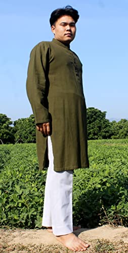 RaanPahMuang 100% Cotton Kurta Shirt Arab Style Long Jacket Tunic Chinese Collar2