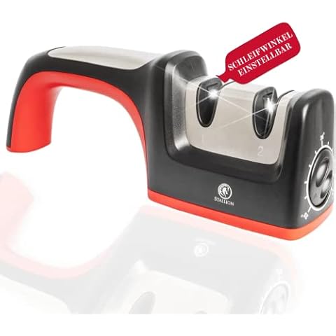 STALLION - Messerschärfer Profi mit Einstellbarem Schleifwinkel - Manueller Messerschleifer - Doppelschleifsystem mit Karbonstahl und Keramik - Knife Sharpener zum professionellen Messer Schärfen Cover