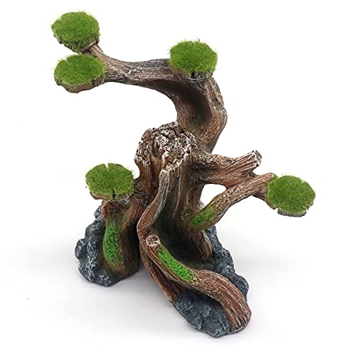 Relaqcc Reptile Decor Aquarium Decorations Artificial Moss Resin Fish Tank Rocks Simulation Hollow Tree Leopard Gecko Trunk Accessories Aquarium View(Small3085) #TOP6