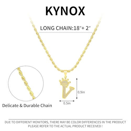 KYNOX A-Z Initial Necklace 14K Gold Pendant for Men Women, Letter Necklace Everyday Minimalist Accessories Hip Hop Alphabet Name Jewelry Mom Gifts — view 3
