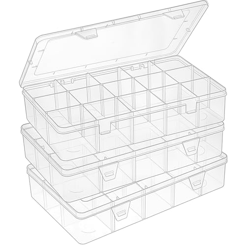SGHUO 3 Pack 15 Grids Large Plastic Storage...