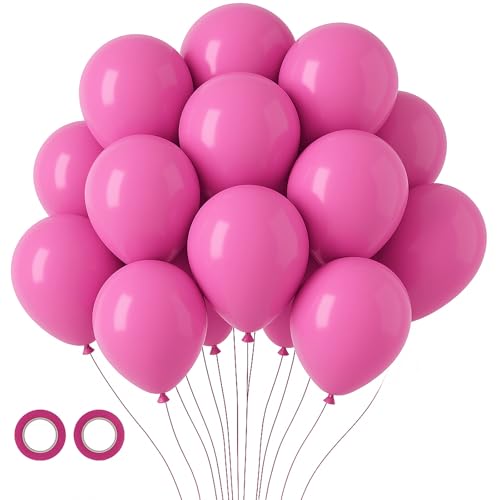 Image of Voircoloria 105pcs Retro Hot Pink Balloons 12inch Party Latex Balloons for Boys Girls Birthday Baby Shower Gender Reveal Wedding Sunflower Party Decorations