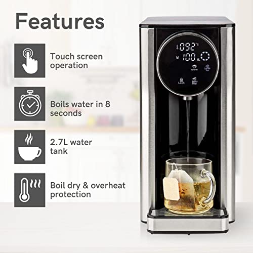Instant Hot Water Dispenser, 2600W, 2.7L Tank with Fast Boil, Variable Dispense, Adjustable Temperature, Boil Dry & Overheat Protection - Image 2