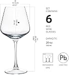 YANGNAY Wine Glasses (Set of 6, 20 Oz), Large Clear Burgundy Wine Glasses for Red Wine, Smooth Rim, Dishwasher Safe