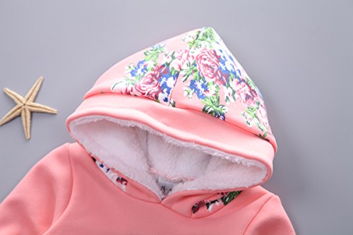 Spring Autumn Winter Little Baby Girls Clothing Set Warm Velvet Hoodie And Pants (18-24Months, Pink) #TOP7