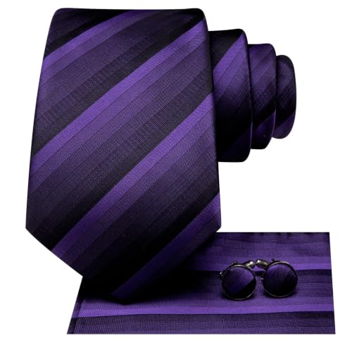 Image of Hi-Tie Men's Tie Sets Silk Paisley Striped Necktie Pocket Square Cuff-links Sets Wedding Business Holiday