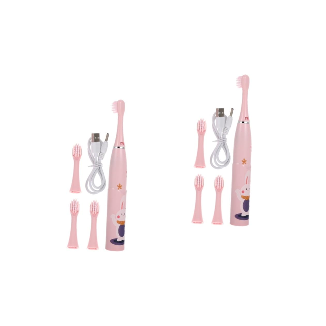 FOMIYES 2 Ensembles Brosse à Dents Électrique Pour Enfants Portable Brosse à Dents Enfant Brosse à Dents Automatique Sans Fil Profond Gencive Fibre Superfine Fonderie Rose Accessoires