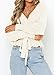 ZESICA Women's Fall 2025 Wrap V Neck Long Batwing Sleeve Belted Waist Ruffle Knitted Sweater Pullover Top,Ivory,Medium