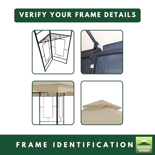 Garden Winds Reinforced RipLock 350 Replacement Canopy Top Cover Compatible with Garden Treasures 10’ x 10’ Gazebo Model L-GZ724PST-B - Beige