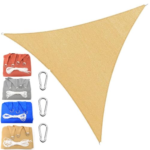 MAJINGC Vela De Sombra Triangular 1x1x1m Tela De HDPE Transpirable 95% De Protección UV Ideal para Jardín Patio, Invernadero Y Exterior Beige