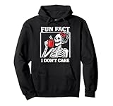 Fun Fact I Don't Care Skeleton Girl Coffee Red Bow Pullover Hoodie