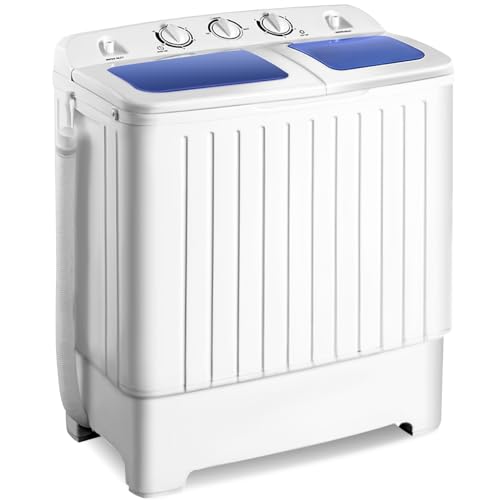COSTWAY Twin Tub Washing Machine, 8kg Total Capacity Portable Laundry Washer and Spin Drying Machine...