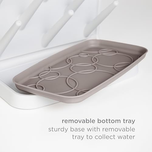Image of Ubbi Vertical Baby Bottle Drying Rack, Space Saving Countertop Drying Rack Baby Accessory, Taupe (Pack of 6)