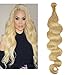 Produktbild Mila 22"/55cm Echthaar Tressen Blond Platine 613# Haarverlängerung Gewellt Body Wave Style 100% Remy Human Hair Weave Extensions 100g