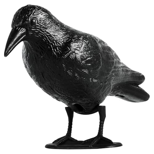 OFFO Taubenschreck Schwarz Rabe, Raben Attrappe Taubenabwehr und Vogelabwehr für Balkon, Krähe Vogelabwehr aus Polyethylen, Physikalisches Vogelschreck Balkon und Garten 1 Stück