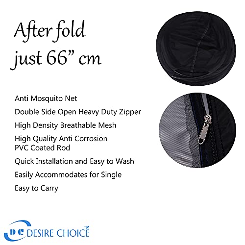 Image of Mosquito NET for Single Bed, Strong net, High Durability, Foldable, Corrosion Resistant, Lightweight,Polyester Material- Black