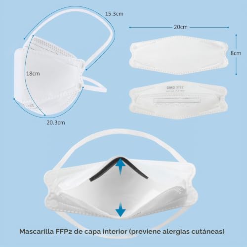 Miniatura 8 de Giko Ffp2 Mascarilla Envuelta Individualmente 20 Unidades Blanco Ffp2 Máscaras Con Forma De Pez Diadema Máscara Ce Certificado Ffp 2 Mascarillas Faciales